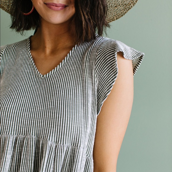 Ruffle Sleeve Tiered Babydoll in Olive - Picture 6 of 11